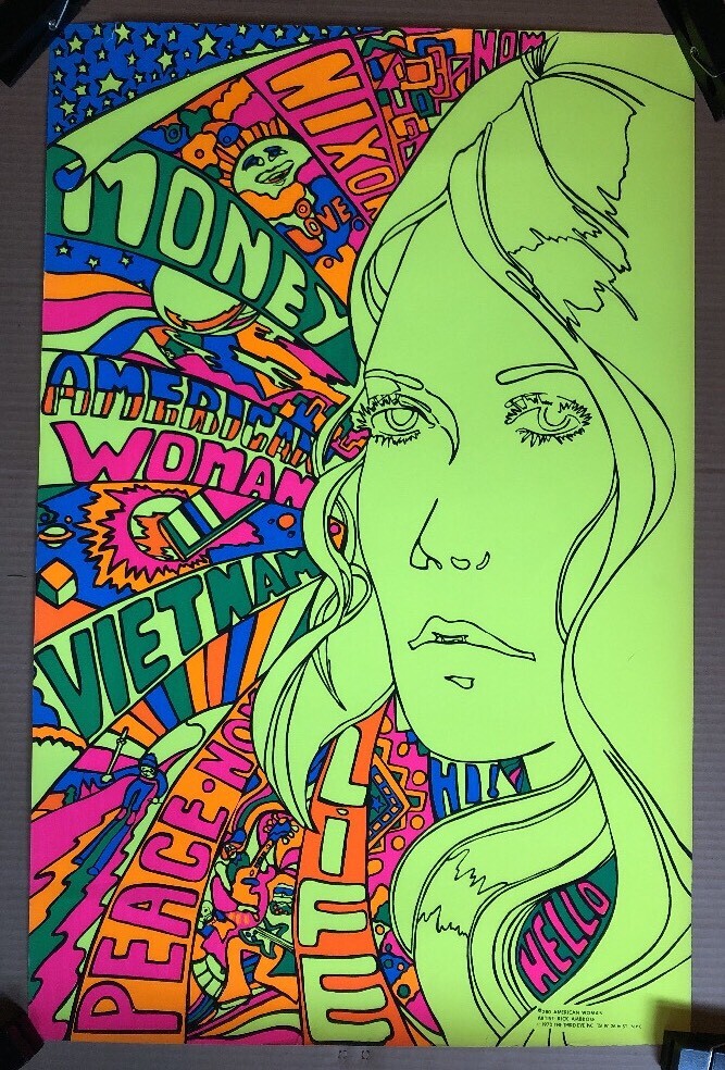 American Woman Original Vintage Blacklight Poster Third Eye Inc