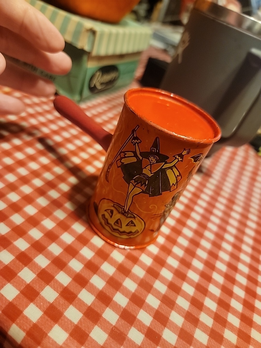 Vintage Halloween Noise Maker Kirchhof Life Of The Party Tin Noise