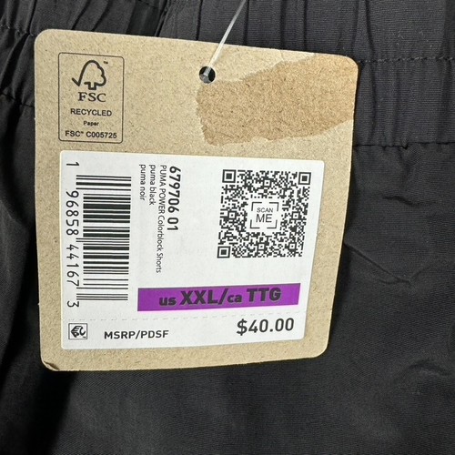 PUMA Power Colorblock Shorts Men's Extra Extra Large Black White 8" Active NWT - Picture 4 of 10