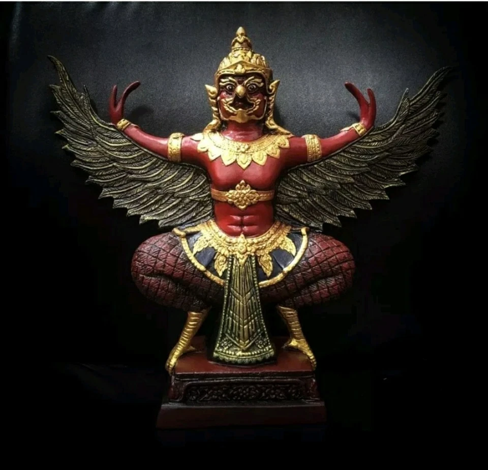 Talismán Garuda Estatua Rojo Amuleto Tailandés Buda Phaya Krut Potente Protección G4 Foto 3 de 4