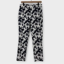 Rafaella Women s Size 8 Gray Black Floral Print Comfort Stretch Pull On Trouser