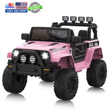 12V Kids Ride-On Truck Car Battery Powered 4 Wheeler Vehicle Toy W/ Remote Pink