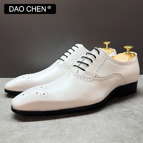 SAOLA Scarpe Oxford Uomo Bianco Nero Brock Lusso Abito Ufficio Business Matrimonio Scarpe