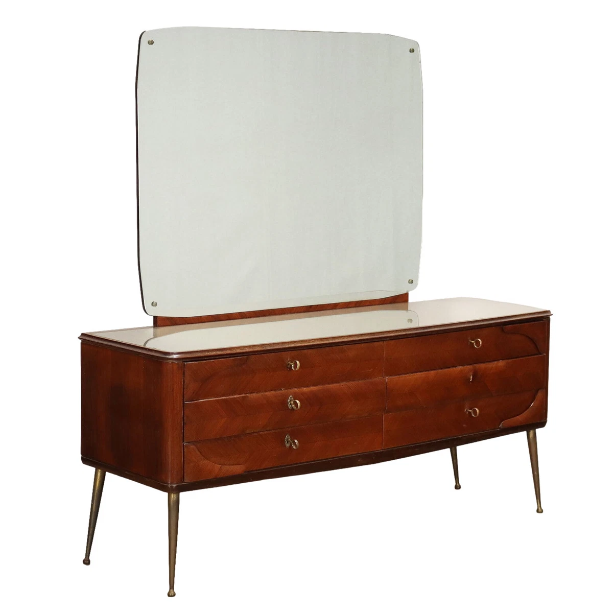 Vintage Chest of Drawers with Mirror Italy 1950s Exotic Wood