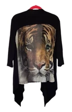 Bella D Cover Up Top Womens  XS Black Tiger