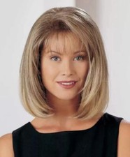Straight Bob Medium Ash Mix Blonde 12 Inches Synthetic Hair Wig With Bangs Women