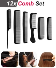 12Pcs Black Plastic Hair Comb Set Home Barber Salon Tools Hairdressing Styling