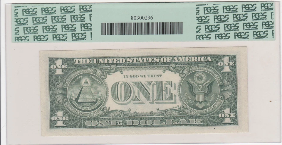 1969 D $1 MAJOR MISALIGNED OVERPRINT WITH BEP MARK SUPER RARE PCGS63 - Image 2 of 2