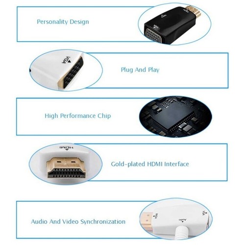 Adaptateur HDMI / VGA + Prise Audio Jack 3.5 mm Noir - HDMI Mâle / VGA Femelle - Bild 5 von 11