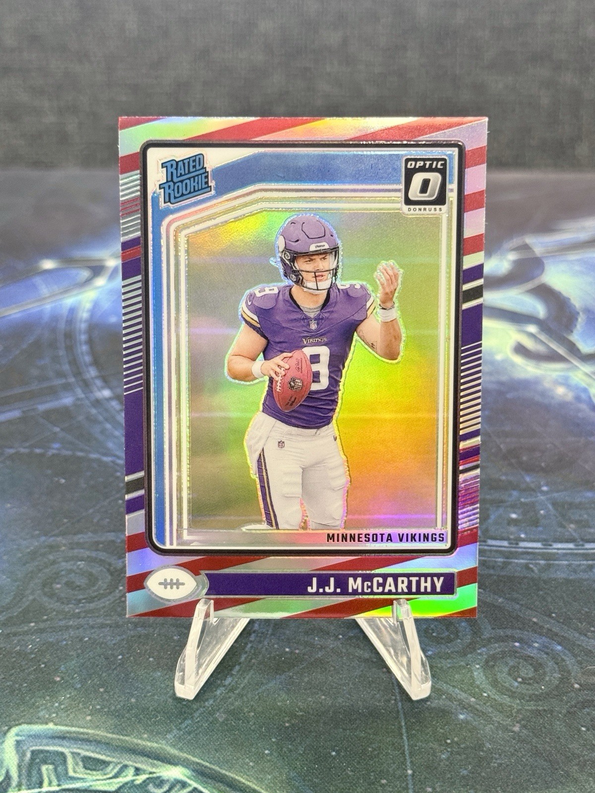 2024 Panini Donruss Optic J.J. McCarthy Rated Rookie #235 Freedom Prizm RC