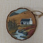 L Lansford Hand Painted Wood Ornament Circle Landscape Artist Designed — photo 1