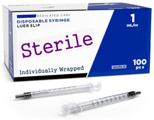 Sterile Syringes without Needle 1ml 1cc Luer Slip no Needles 100 pack Syringe