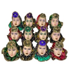 Vintage Ceramic Porcelain Mask Mardi Gras Wall Collectible Lot Of 12