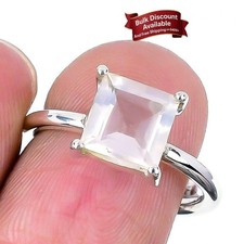 Rose Quartz Faceted Gemstone Solid Sterling Silver Engagement New Statement Ring