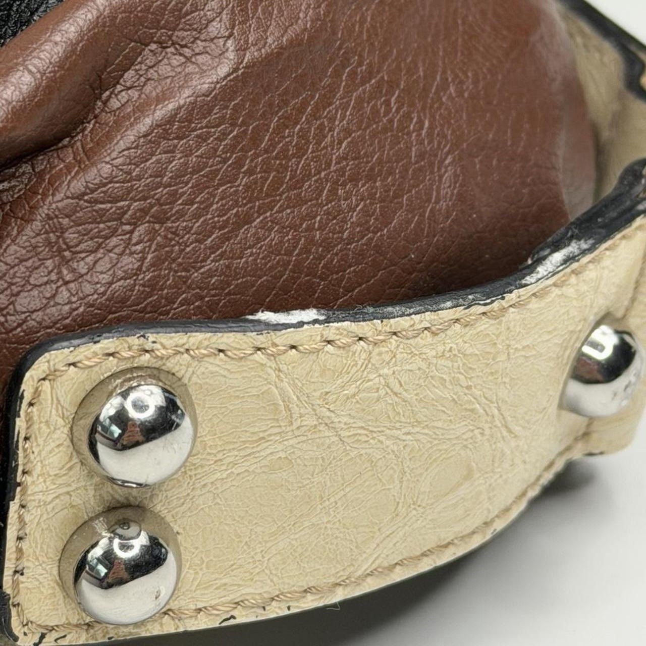 Y2K GUESS “TANGO” LEATHER PATCHWORK NEUTRAL HOBO … - image 7