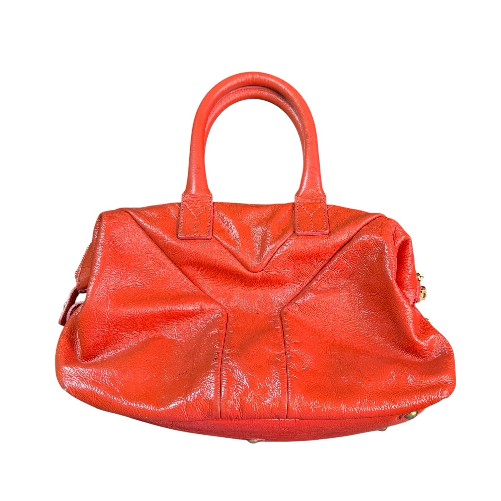 Borsa media Yves Saint Laurent YSL autentica pelle arancione (difetto)