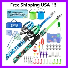 Kids Fishing Pole Set - Portable Telescopic Rod & Reel Combo for Young Anglers