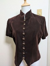 Christian Dior S Brown Velvet Short Sleeve Jacket Elegant Used