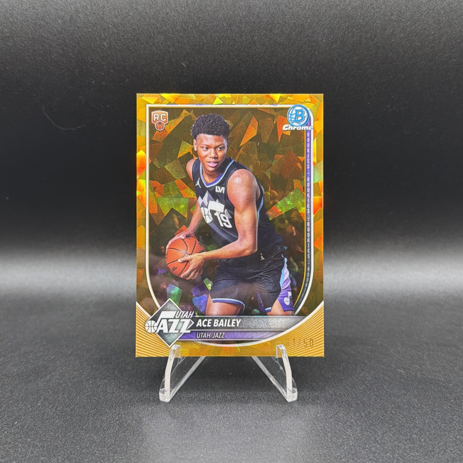 Ace Bailey 2025 Bowman Chrome Sapphire #BCV-5 Gold Refractor Chrome Rookie /50