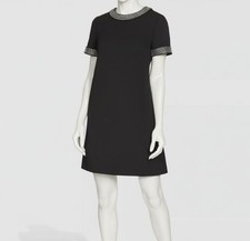 Calvin Klein Women's Black Embellished Short-Sleeve Dress Size 12
