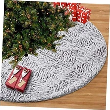  48 Inch Luxury Christmas Tree Skirt Faux Fur Soft Christmas Tree Mat for Xmas 