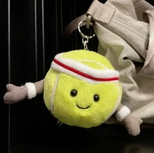 Jellycat Amuseables Sports Tennis Ball Bag Charm Plush Toy Key Chain Best Gifts