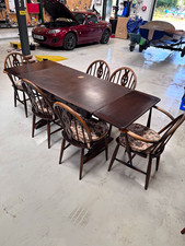 Ercol Extending Dark Wood Rectangular Dining Table & 6 Chairs Set, Brown, Wood