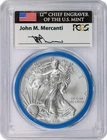 2014 W $1 Burnished American Silver Eagle PCGS SP70 John Mercanti Signed Label
