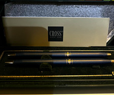 Cross Pen  Pencil Set in Presentation Box, Blue w/ Gold Tone Trim