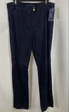 Ralph Lauren Sport Women's Navy Blue Suede Leather Pants NWT Sz 10