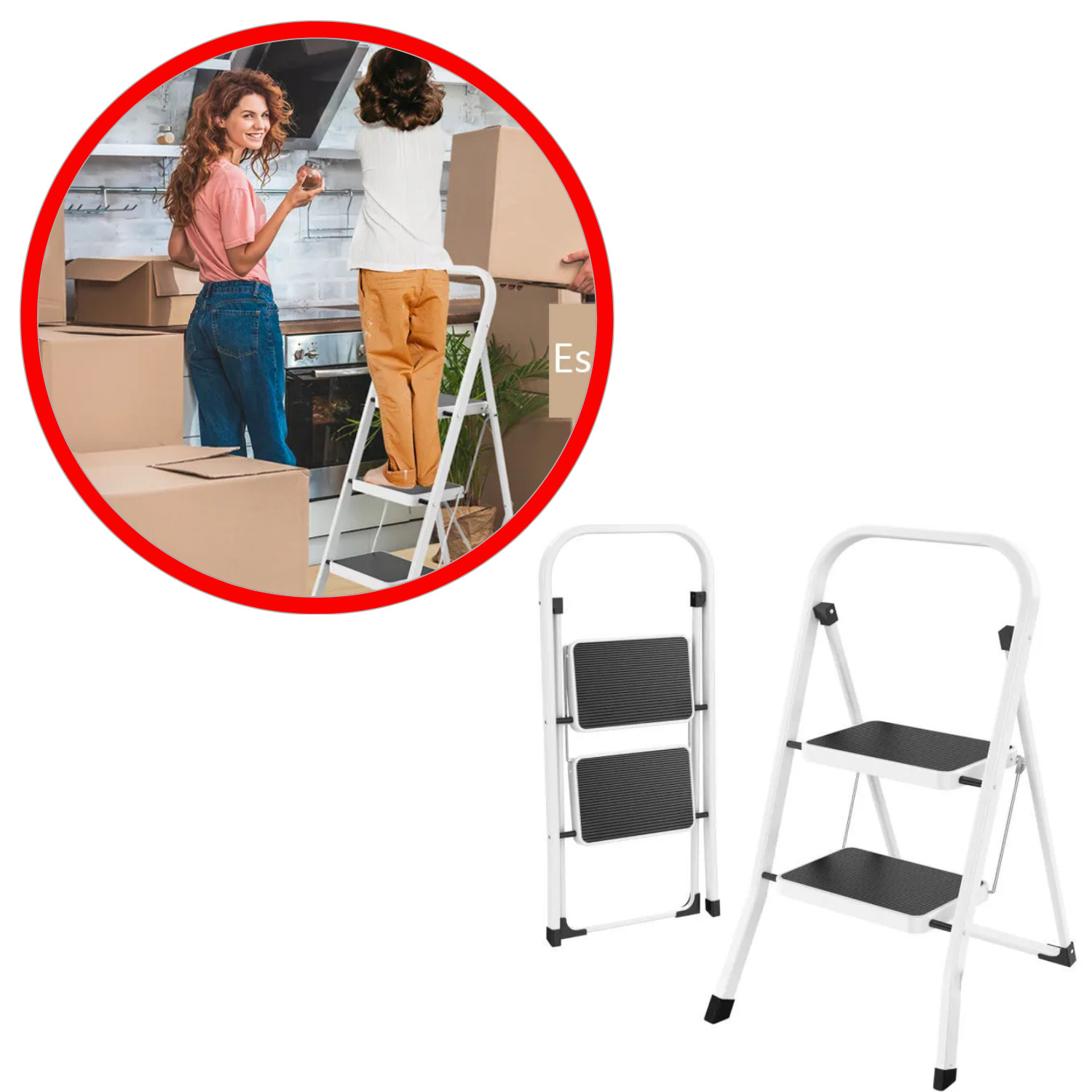 Marchepied 2 marches pliable pour éviter les chutes et ranger en hauteur