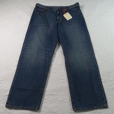 Lands' End Jeans Mens 36x28 (37x27.5) Distressed Wide Leg Straight Expand NWT