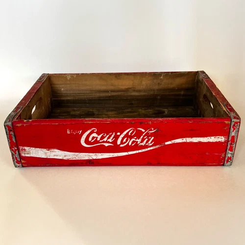Vintage 1960s–70s Coca-Cola Wooden Soda Pop Crate – Rustic Decor