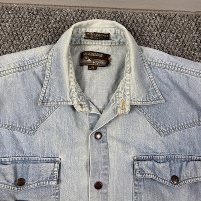 Vtg Plainsman Western Shirt M Snap Cowboy Rockabilly Grunge Extra Long Tails