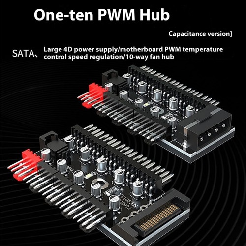 2Pcs PC Cooling Fan 10 in 1 4Pin PWM Splitter Extension Supply - Afbeelding 5 van 10