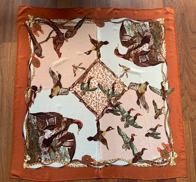 Codello Scarf 100% Silk Printed Ducks Size:86x86 cm