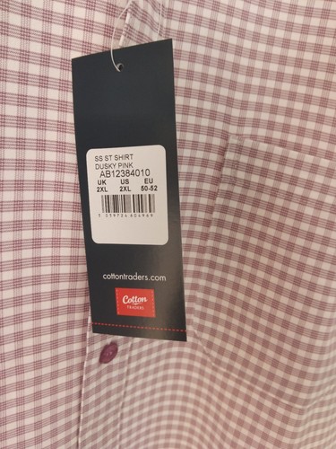 Camicia uomo cotone commercianti 2xl rosso quadri manica corta nuova con etichetta - Foto 3 di 4