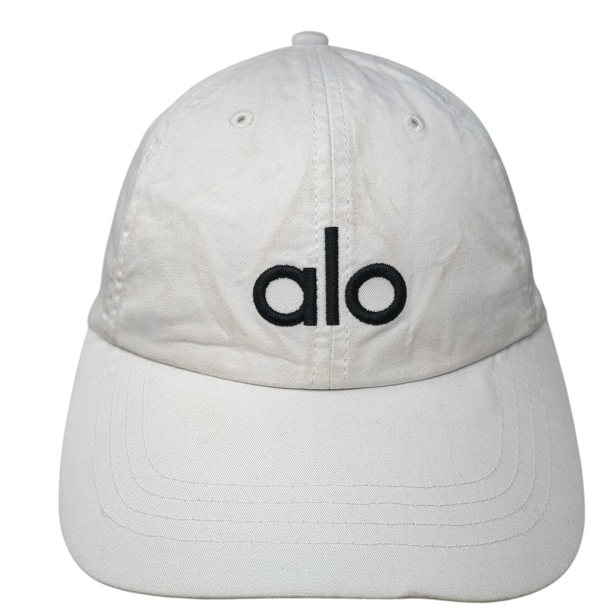 alo キャップ Alo Strapback Baseball Cap White One Size Adjustable Embroidered