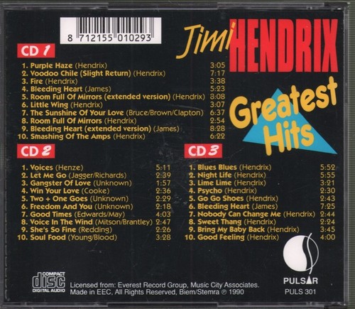 Jimi Hendrix Greatest Hits CD set Europe Pulsar 1990 3 CD set in thick jewel - Bild 5 von 5