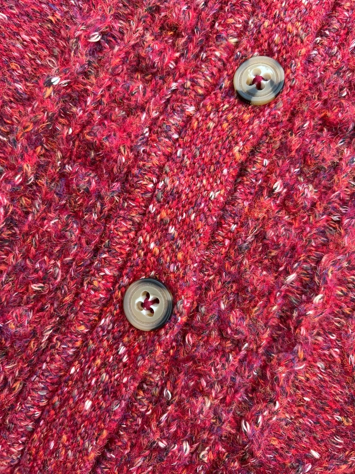 Ladies Marks Per U**Cardigan Long Sleeve Red Wool Blend Thick Knit Soft Button - Image 3 of 4