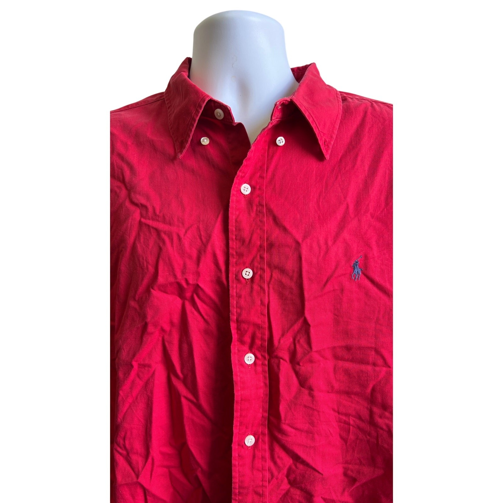 👔 Ralph Lauren XL Red 100% Cotton Button Down Sh… - image 2