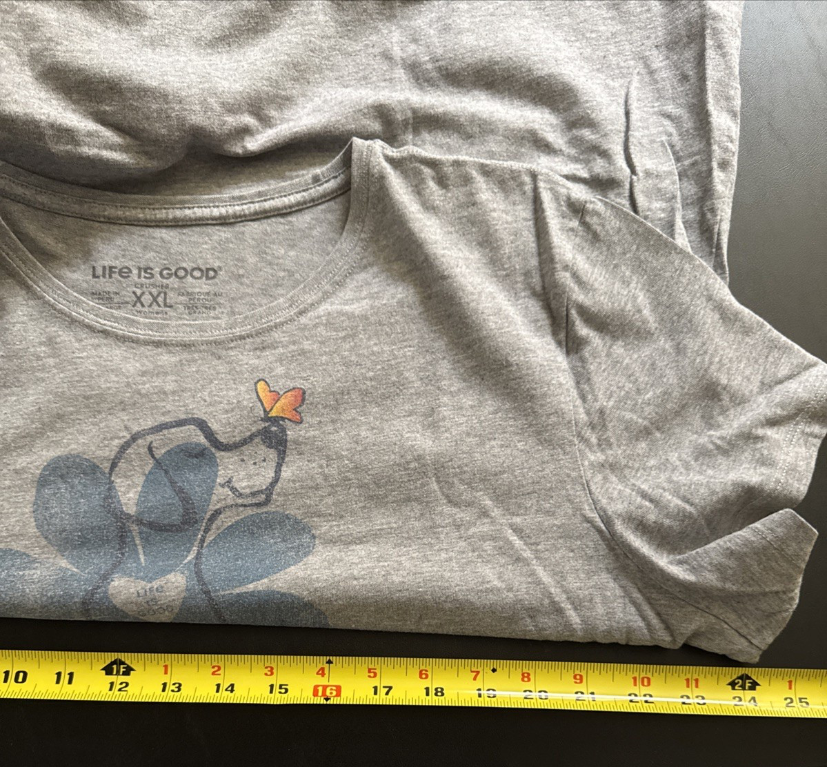 Life Is Good Women's Gray Dog And Butterfly Size XXL