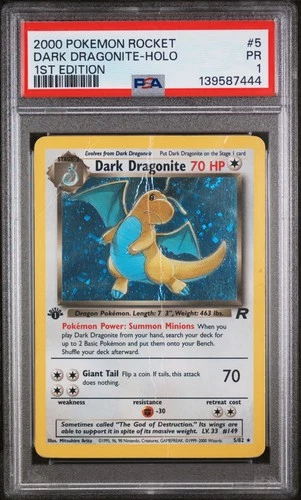 2000 POKEMON ROCKET 1ST EDITION #5 DARK DRAGONITE-HOLO PSA 1