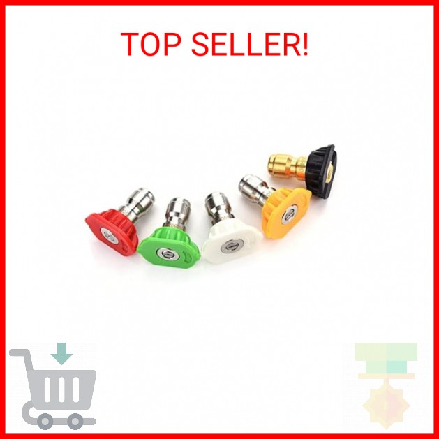 Tool Daily Pressure Washer Spray Nozzle Tips Multiple Degrees, 1/4 inch 5-Pack (