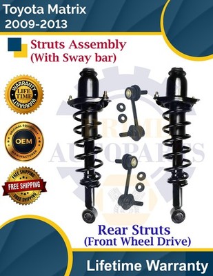Rear Struts W/Sway Bar For 2009-2013 Toyota Matrix 2WD S Model Lifetime Warranty