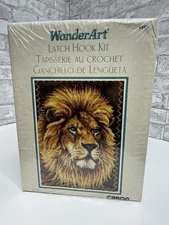 Vintage Latch Hook Kit Lion Caron Wonderart Large 27”x 40” NIB Rare Craft HTF