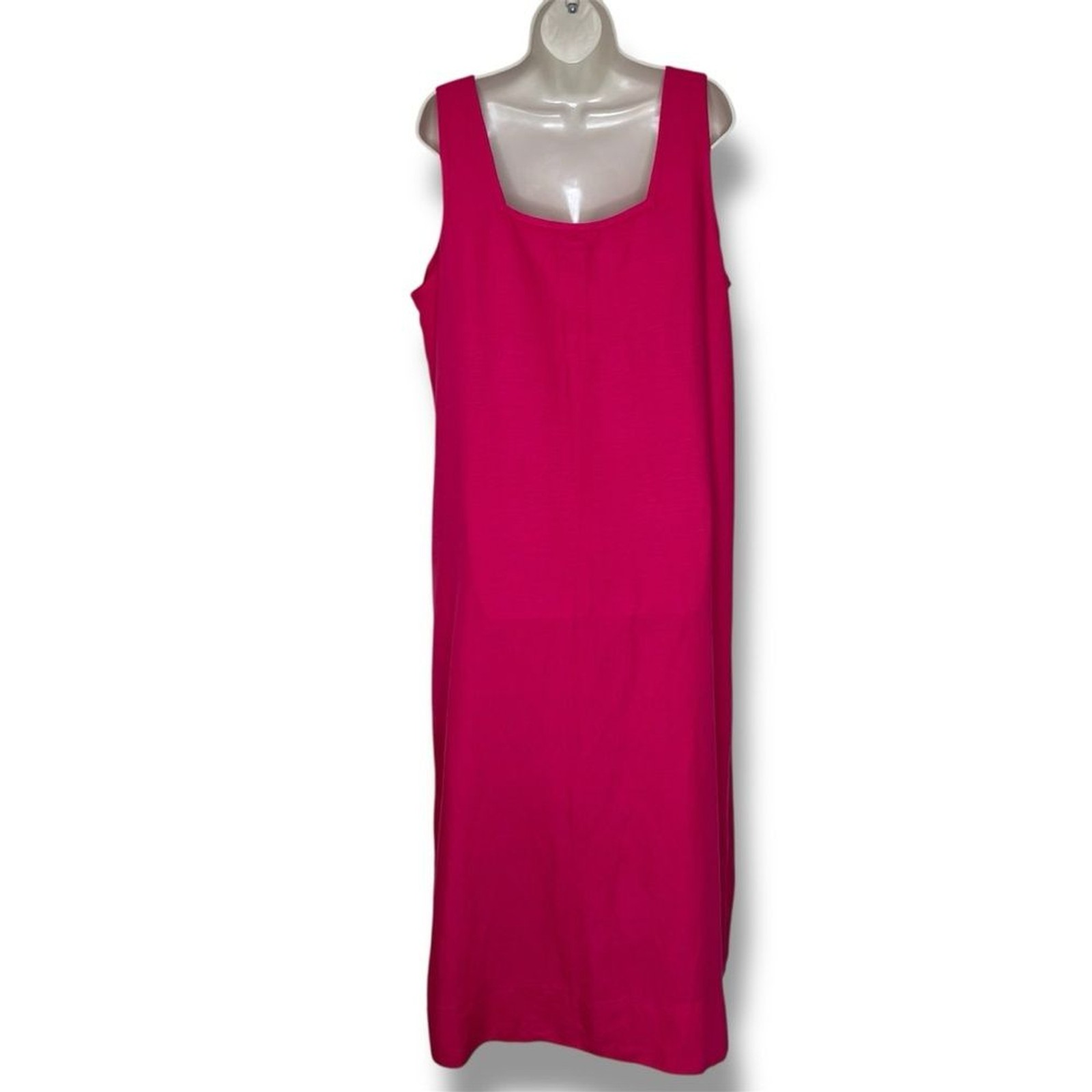 Avenue Pink Linen Rayon Maxi Shift Dress Square Neck Sleeveless Women Size 18
