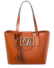 Valentino By Mario Valentino Delphine Super V Leather Tote Women's Brown