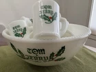 Vintage McKee “Tom & Jerry”  Milk Glass Eggnog Punch Bowl Set With 10 Cups