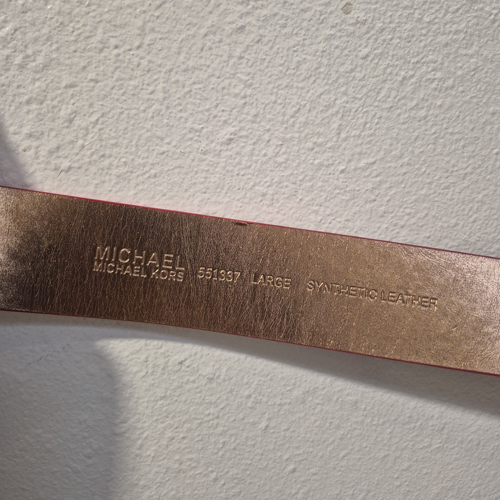 New Michael Kors MK Womens Red Large Leather Belt Gold Round Buckle thumbnail 6